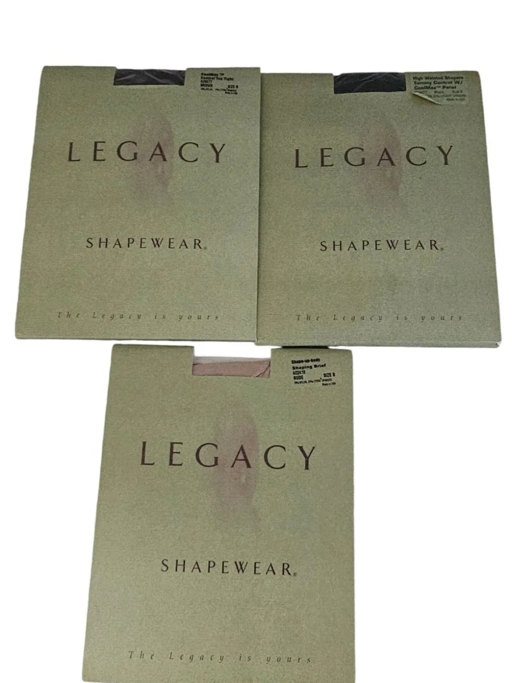 3 Legacy Pantyhose B Shapers CoolMax Shaping Black Brown A08477 & A02418 Nude